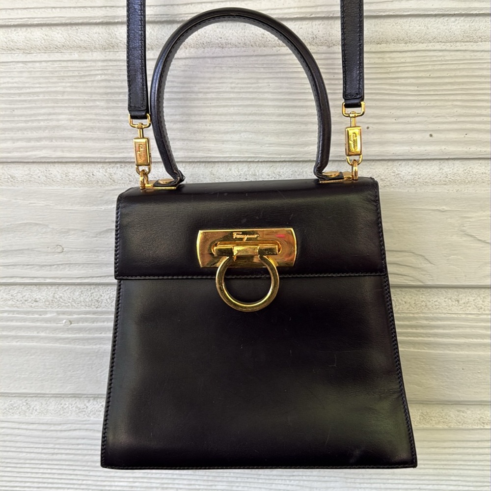 Salvatore Ferragamo Gancini leather 2-way Kelly shoulder bag - Picture 1 of 16